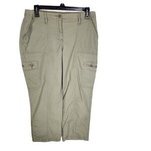 Chico's Womens Pants Size 0P 4P Petite Cargo Crops Straight Green Pockets Poplin